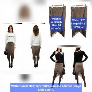 Walter Baker New York 100% Genuine Leather Fringe Skirt Size 10